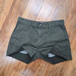 Flint and Tinder Men's Shorts 34 Cut Off Green M‎ Cropped Chopped Distressed Hem
